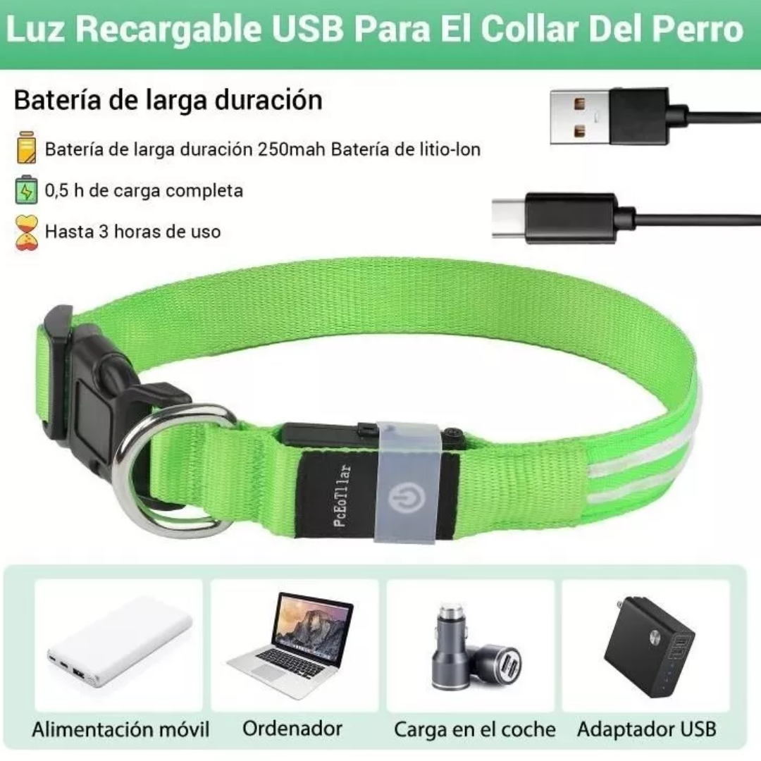 Collar LED Brillante Para Perro